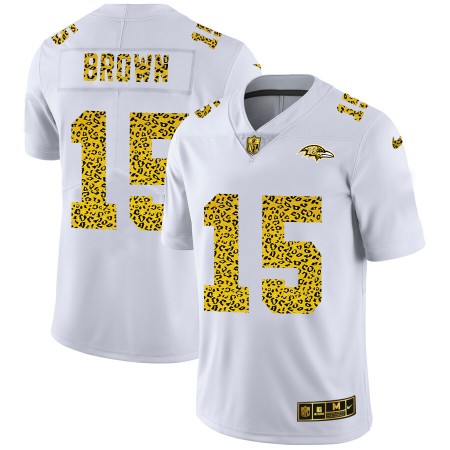 Herren Baltimore Ravens Trikot Marquise Brown 15 Nike Flocked Leopard Print Weiß